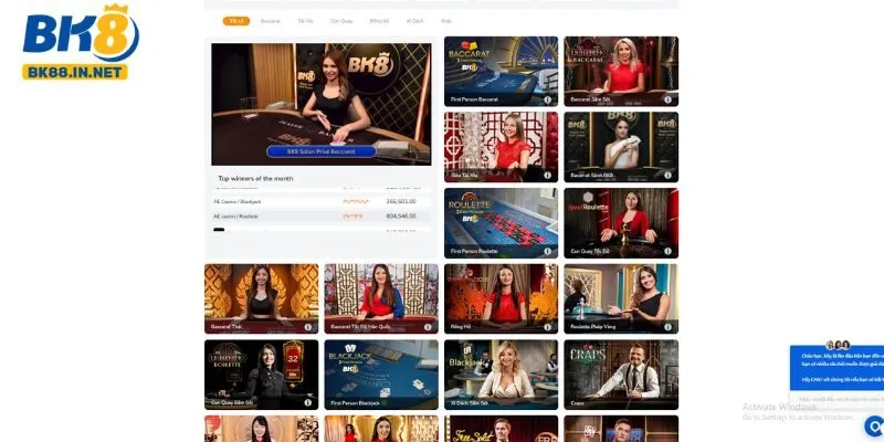 Giải trí casino BK8 trực tuyến đẳng cấp